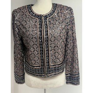 Laurence Kazar Embroidered Beaded and Sequins Jacket Size M